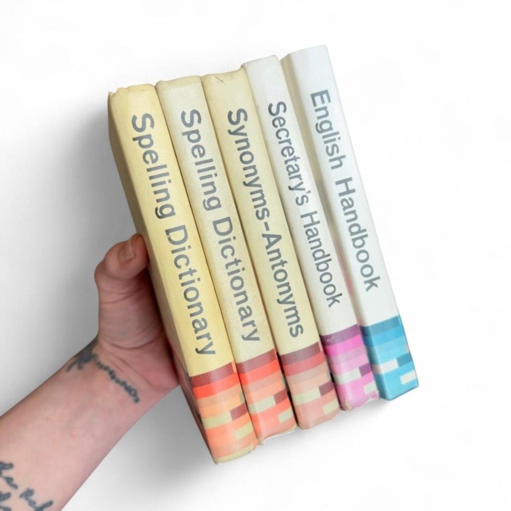 Vintage English Dictionary and Spelling Grammar Guide Set of Five